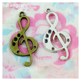 50pcs Musical Note Charms 36x17mm Bronze Pendants DIY Jewelry Making