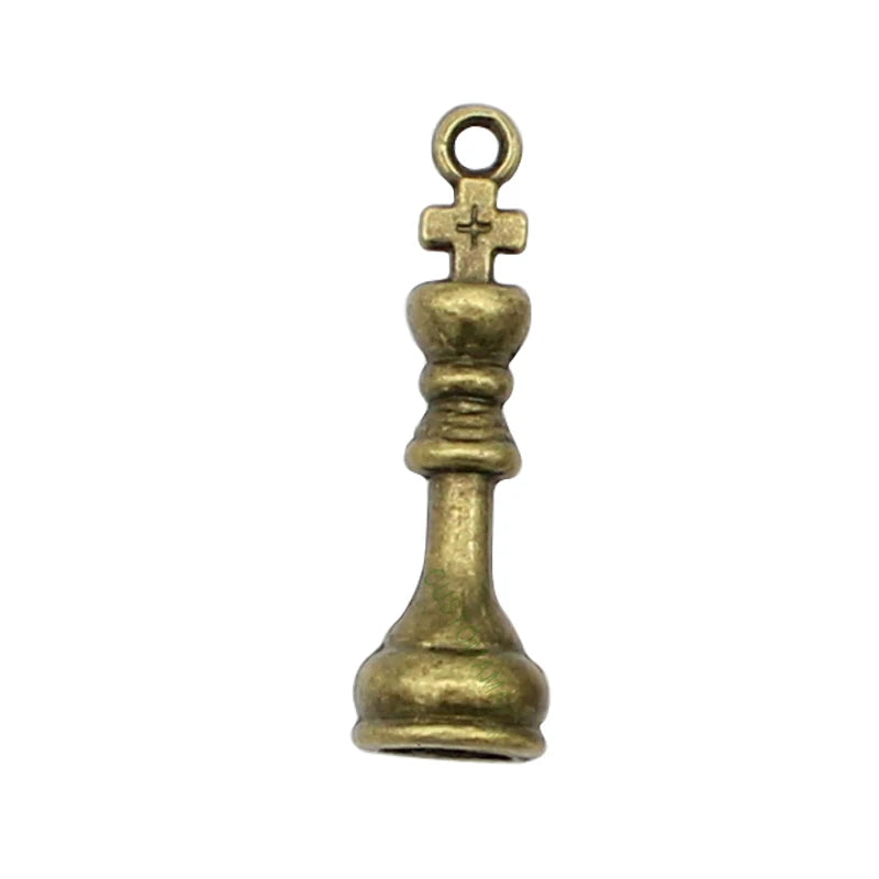 50pcs Antique Bronze King Piece Charms 27x8mm
