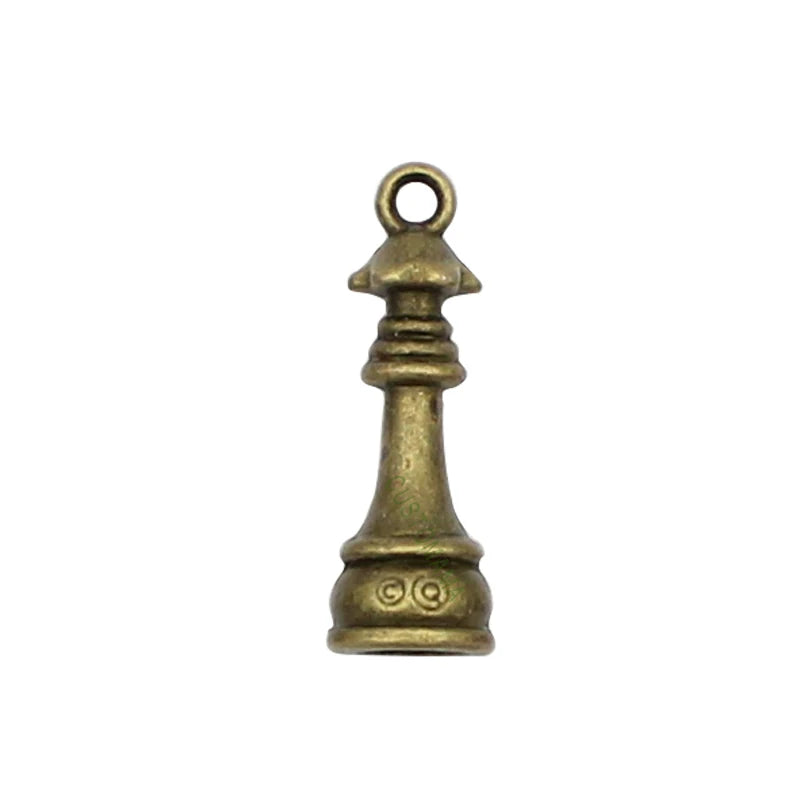 50pcs Antique Bronze Queen Chess Piece Charms 23x8mm