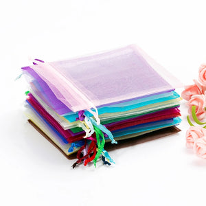 50pcs Christmas Organza Pouches Drawstring Jewelry Bags