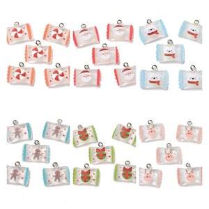 50pcs Christmas Candy Resin Charms for DIY Earring Jewelry Making