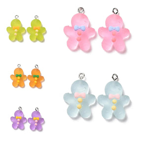50pcs Christmas Gingerbread Man Resin Charms DIY Earrings Keychain