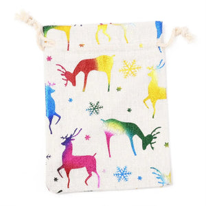 50pcs Christmas Cotton Fabric Drawstring Bags 14x10cm