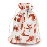 50pcs Christmas Cotton Fabric Drawstring Bags 14x10cm