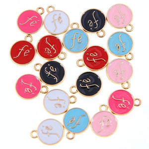 50pcs Colorful Enamel Faith in God in Spanish Pendant Charm Necklace Pendant