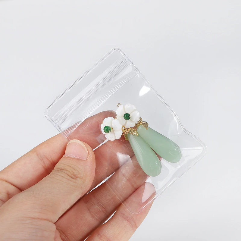 50pcs Clear Plastic Jewelry Storage Bag Resealable Ziplock Thick PVC Soft Bag