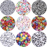 50pcs Flower Square Acrylic Letter Flat Beads Jewelry Making Loose Spacer DIY