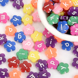 50pcs Flower Square Acrylic Letter Flat Beads Jewelry Making Loose Spacer DIY