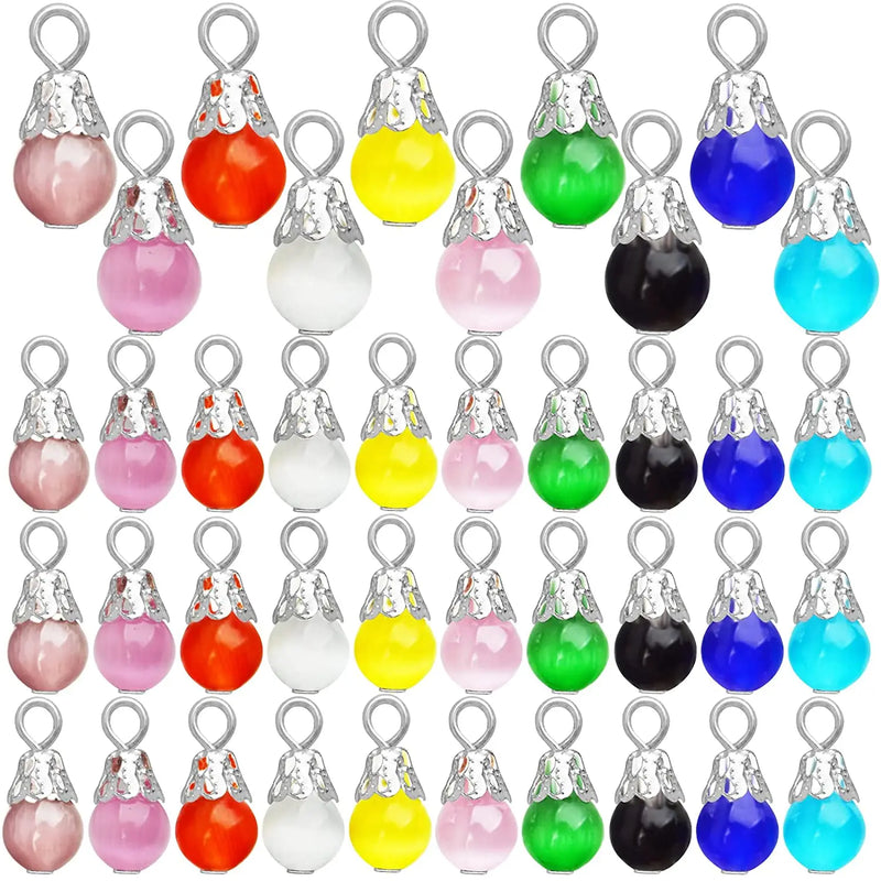 50pcs Cat Eye Crystal Bead Charms for DIY Jewelry Making