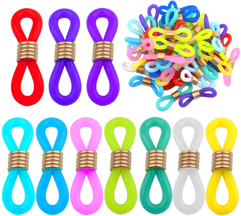 50pcs Adjustable Silicone Eyeglass Chain Ends Anti-Slip Retainers