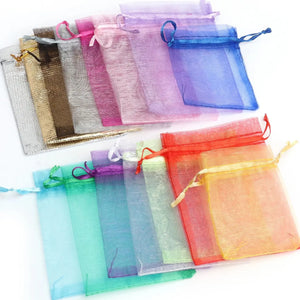 50pcs Colorful Mix Organza Jewelry Packaging Pouches Bag Drawstring Bag