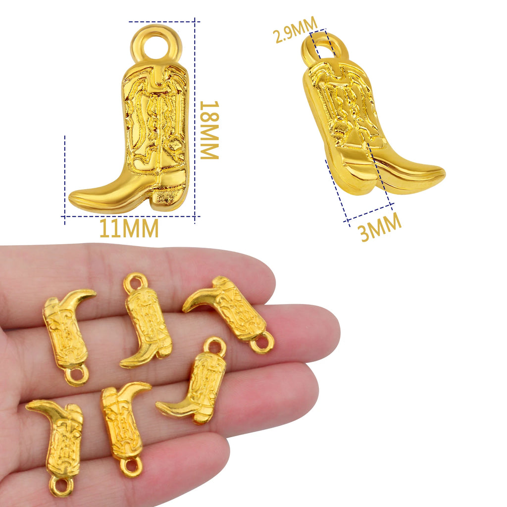 50pcs Cowboy Boot Charms Vintage Western Dangle Pendants DIY