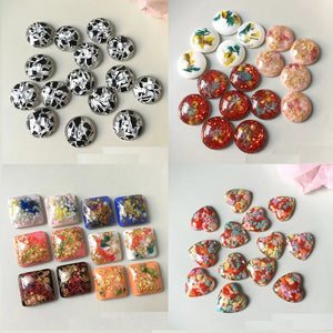 50pcs Geometric Circle Resin Water Ripple Charm Ear Studs DIY