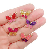 50pcs Butterfly Pendant Enamel Earrings Jewelry Charms