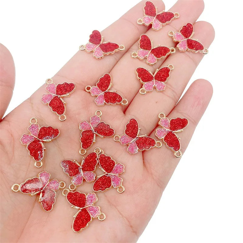 50pcs Butterfly Pendant Enamel Earrings Jewelry Charms
