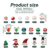 50pcs Christmas Lampwork Beads Mixed Glass Loose Beads for DIY Earrings Bracelet
