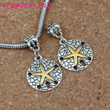 50pcs Starfish Alloy Charm Beads for European Charm Bracelet Jewelry