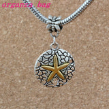 50pcs Starfish Alloy Charm Beads for European Charm Bracelet Jewelry