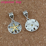 50pcs Starfish Alloy Charm Beads for European Charm Bracelet Jewelry