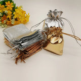 50pcs Silver Drawstring Fabric Bag for Jewelry Packaging Display