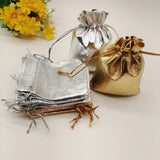 50pcs Silver Drawstring Fabric Bag for Jewelry Packaging Display