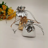50pcs Silver Drawstring Fabric Bag for Jewelry Packaging Display