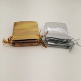 50pcs Silver Drawstring Cloth Bags Wedding Jewelry Packaging