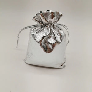 50pcs Silver Drawstring Cloth Bags Wedding Jewelry Packaging