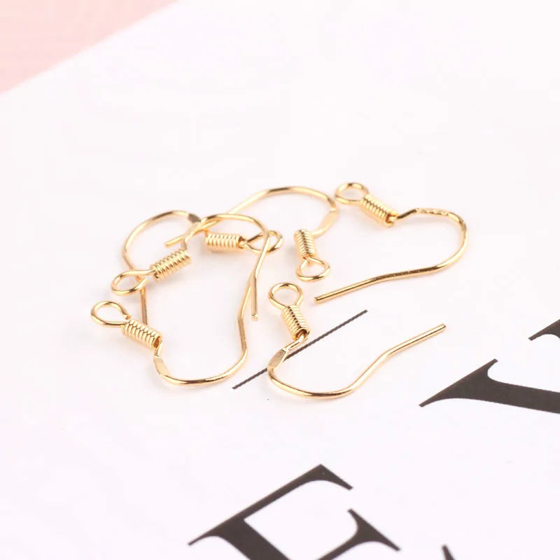 50pcs 18K Gold Plated Spring Ear Hook Earrings Thread DIY Accessories