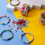 50pcs Rainbow Enamel Beads for DIY Bracelets Boho Style