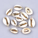 50pcs Electroplate Cowrie Shell Pendants for DIY Jewelry Making