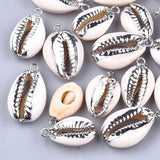 50pcs Electroplate Cowrie Shell Pendants for DIY Jewelry Making