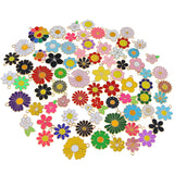 Enamel Flower Charms for Jewelry Making, Sunflower and Rose Pendants