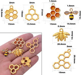 50pcs Enamel Bee Charms Hollow Honeycomb Pendants for DIY Jewelry