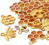 50pcs Enamel Bee Charms Hollow Honeycomb Pendants for DIY Jewelry