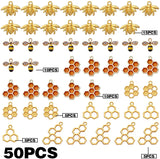 50pcs Enamel Bee Charms Hollow Honeycomb Pendants for DIY Jewelry