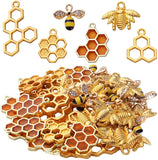 50pcs Enamel Bee Charms Hollow Honeycomb Pendants for DIY Jewelry