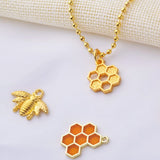 50pcs Enamel Bee Charms Hollow Honeycomb Pendants for DIY Jewelry