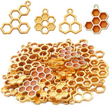50pcs Enamel Honeycomb Charms Alloy Bee Honeycomb Pendants