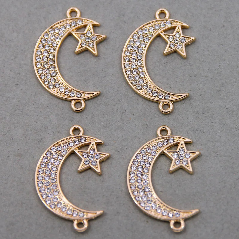 Moon Pentagram Enamel Charms for DIY Necklaces Bracelets