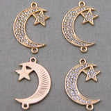 Moon Pentagram Enamel Charms for DIY Necklaces Bracelets
