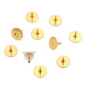 50pcs Butterfly Tie Tack Rose Copper 10mm Blank Glue Brooch DIY Jewelry Findings
