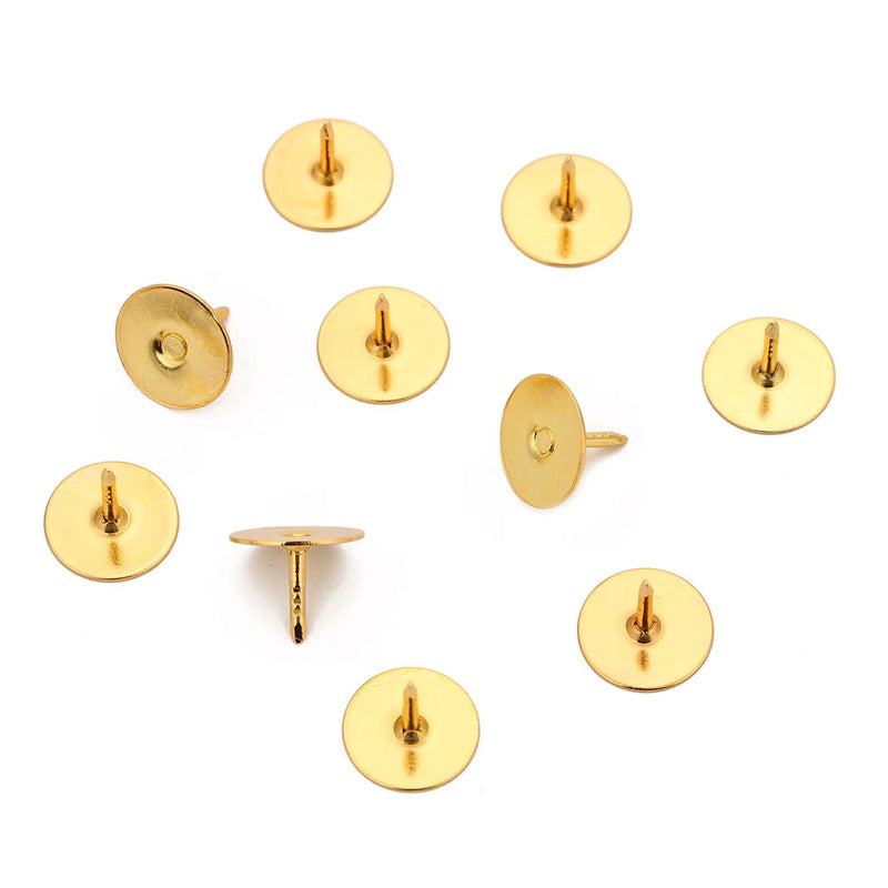 50pcs Butterfly Tie Tack Rose Copper 10mm Blank Glue Brooch DIY Jewelry Findings
