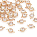 50pcs Mixed Color Flower Brass Micro Pave Cubic Zirconia Links
