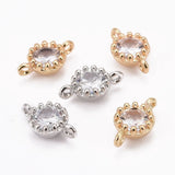 50pcs Mixed Color Flower Brass Micro Pave Cubic Zirconia Links