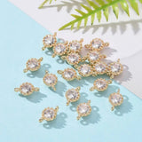50pcs Mixed Color Flower Brass Micro Pave Cubic Zirconia Links