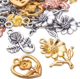 50pcs Flower Pendants Charms for DIY Jewelry Making, 5 Styles