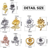 50pcs Flower Pendants Charms for DIY Jewelry Making, 5 Styles