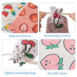 50pcs Fruit Pattern Cotton Linen Storage Bag Drawstring Reusable DIY Pouches
