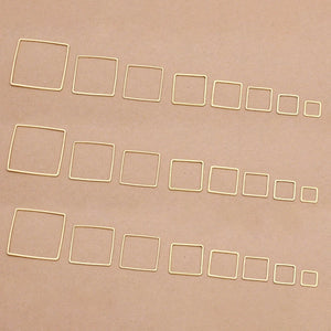 50pcs Square Hollow Charm Pendants for Jewelry Making